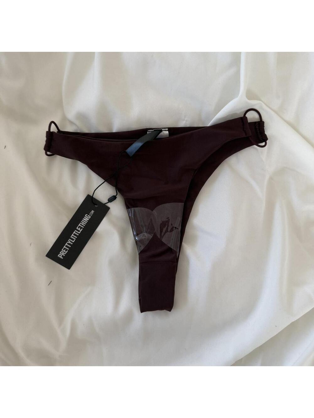 PrettyLittleThing Women's Brown and Burgundy Bikini-and-tankini-bottom
